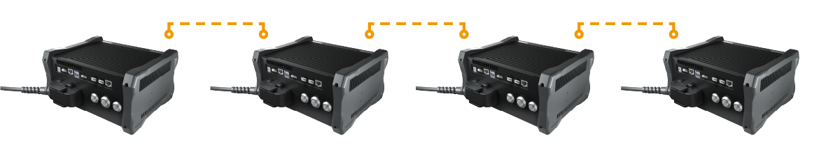 Four PHASELINK hosts connected as a scalable multi-host inspection system